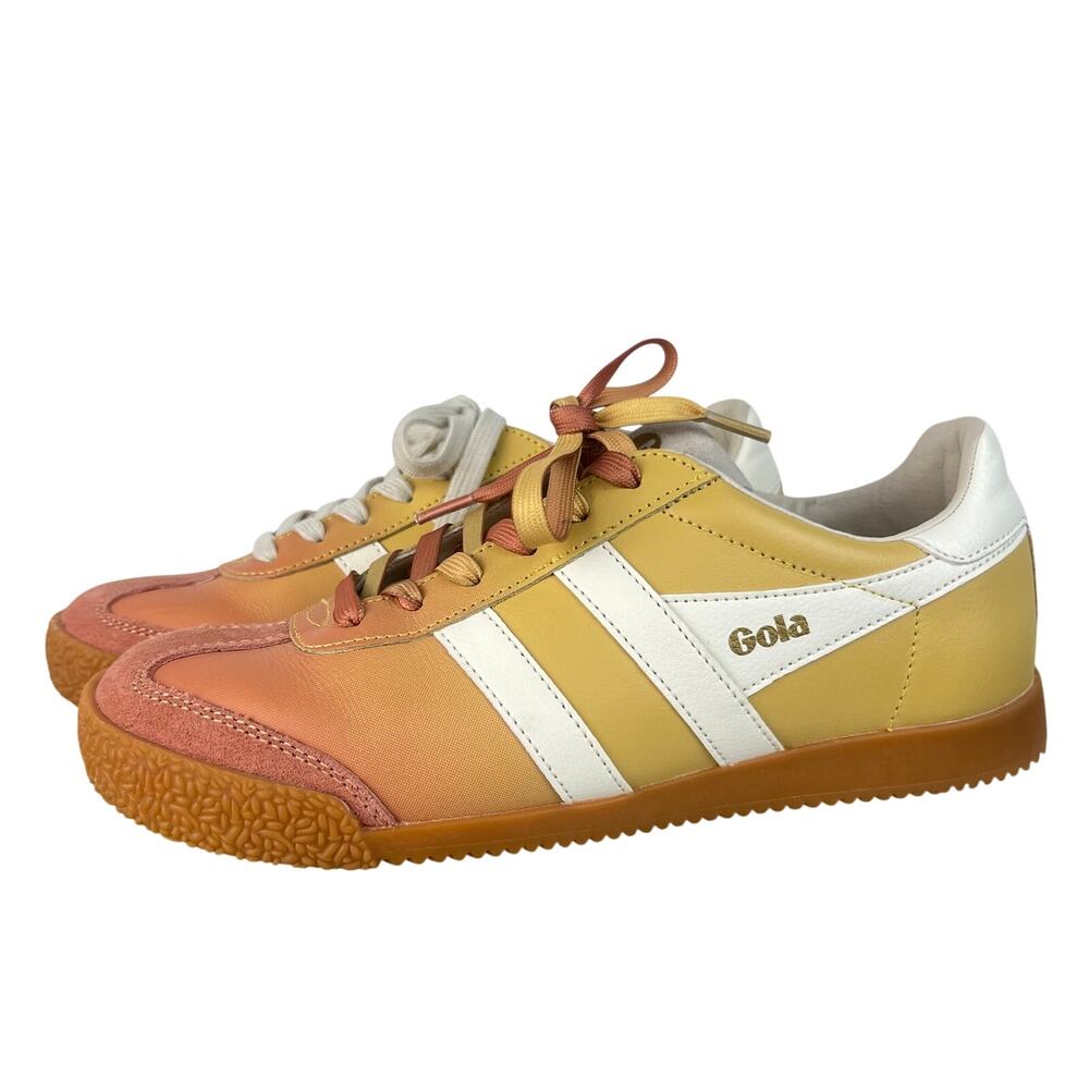 GOLA Elan Pink Yellow Ombre Low-Top Lace Up Leather Sneakers (Sz 7)